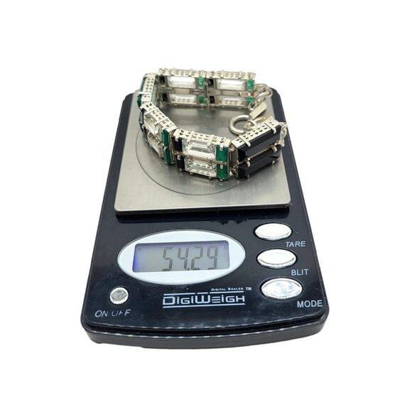 Nicky Butler Deco Toggle Bracelet Green Chalcedony .925 Sterling Silver New - Picture 14 of 14